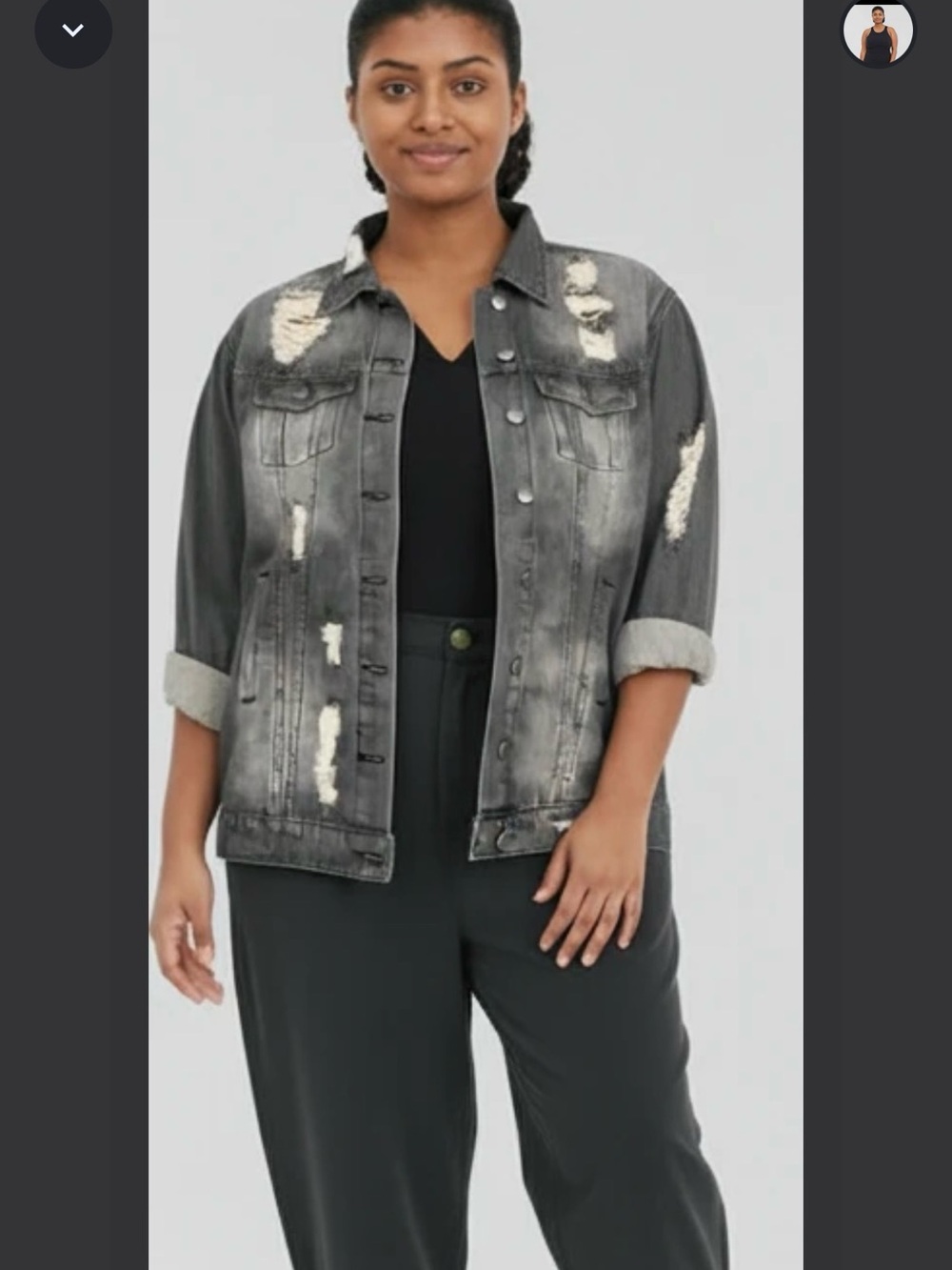easel Distressed Grey Jean Jacket